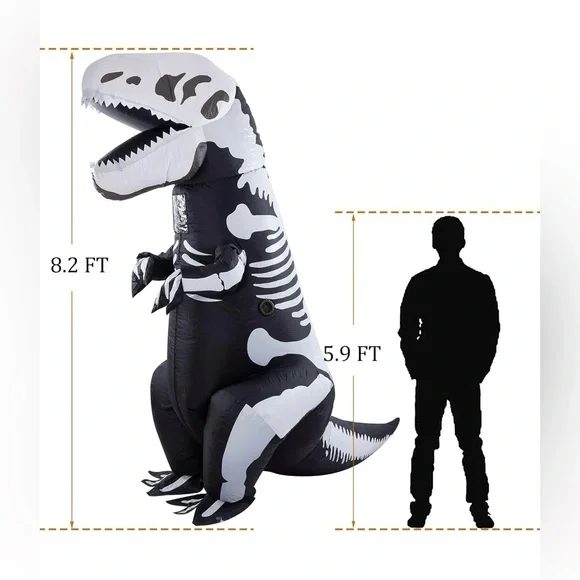 Adult Size Inflatable Skeleton T-Rex Costume - Picture 2 of 4